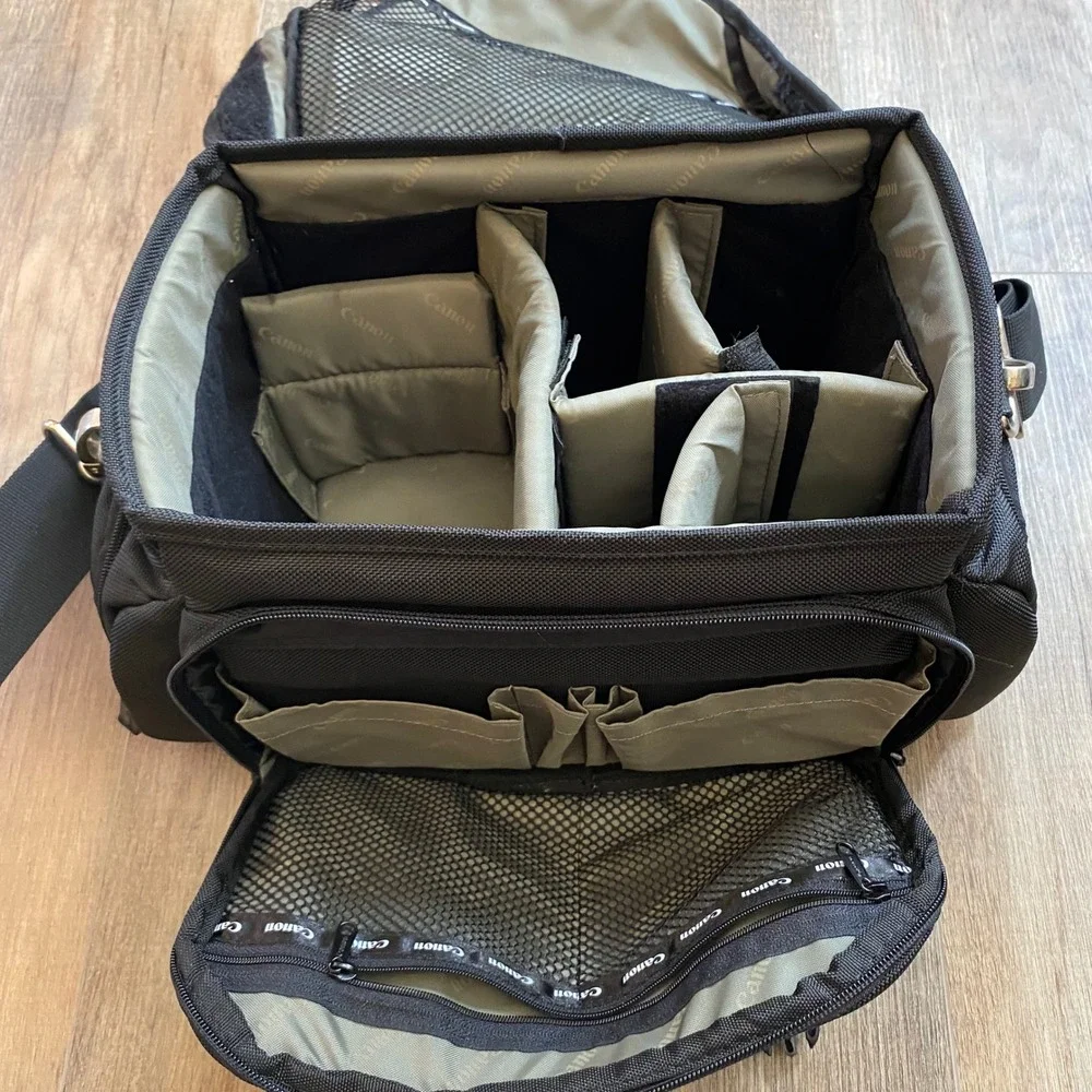 Canon Deluxe Gadget Bag Black Grey Nylon DSLR Camera Shoulder Messenger Case